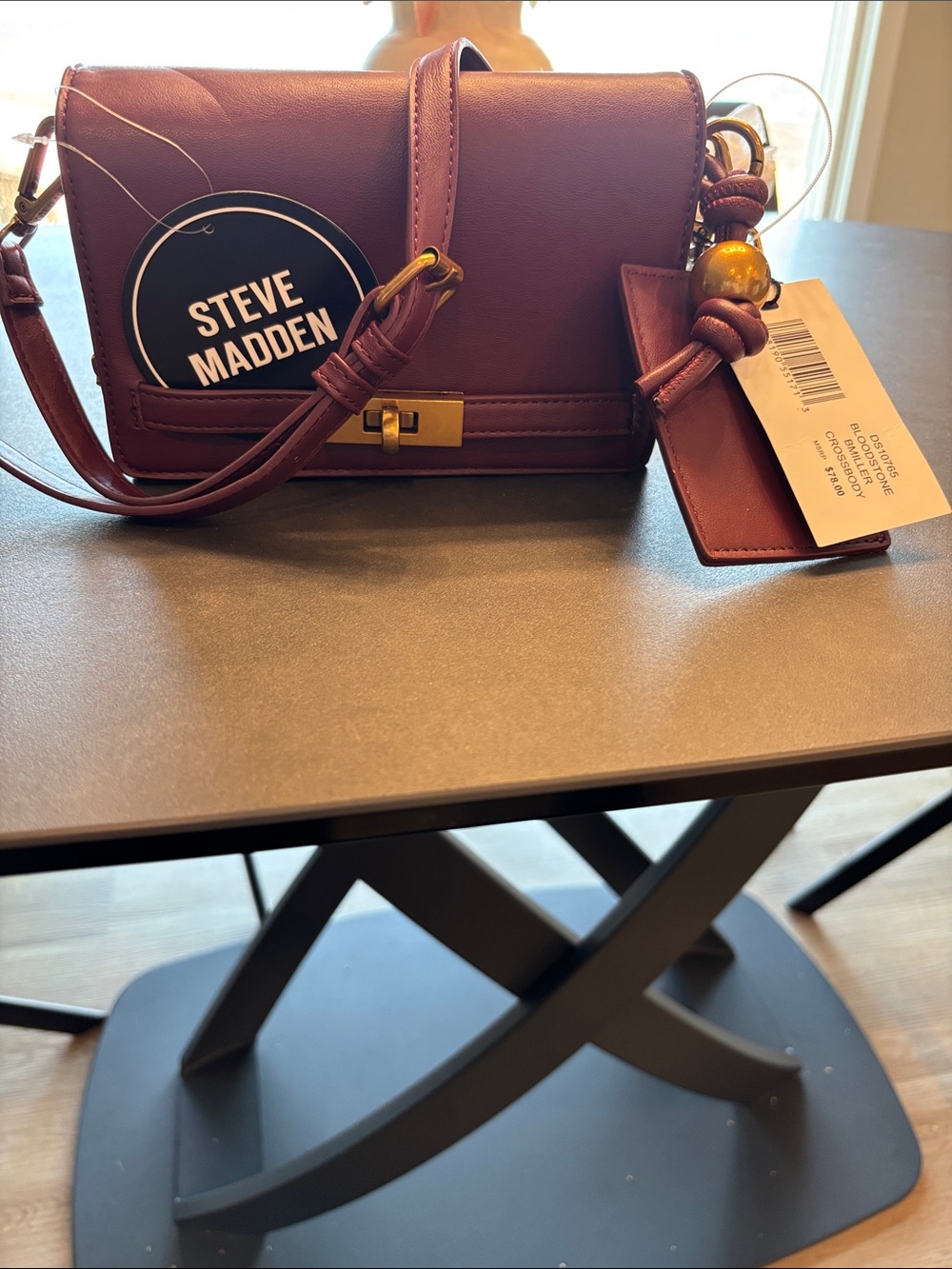 Steve Madden Burgundy Crossbody with Gold Hardware